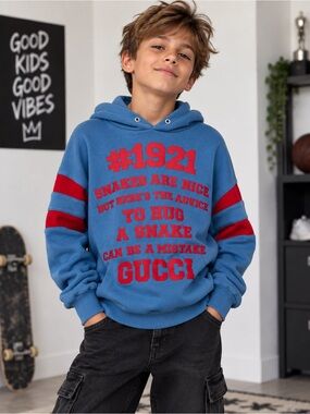 Gucci Blue & Red Logo Hoodie for Kids size 10